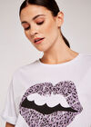 Wild Animal Lips Turn Up T-Shirt, White, large