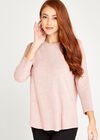 Marl Round Hem Top, Pink, large