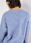Iridescent Sequin Cable Knit Jumper, Blue, large