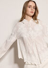 Embroidered Floral Cotton Shirt, White, large