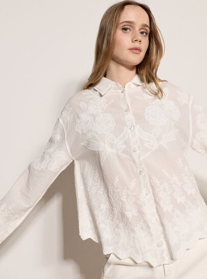Embroidered Floral Cotton Shirt