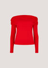 Jersey Bardot Top, Red, large