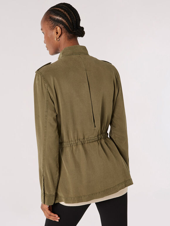 Veste utilitaire à taille avec cordon de serrage, Vert, grand