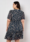 Silhouette Leaf Drawstring Mini Dress, Navy, large
