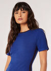 Stripe Panel Knitted Bodycon Mini Dress, Blue, large