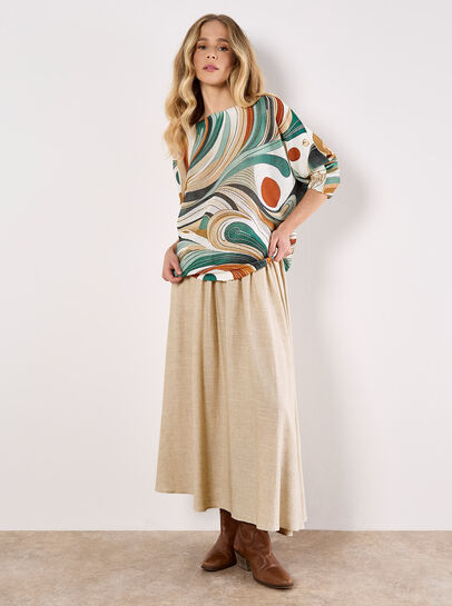 Swirly Print Knitted Top