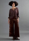Floral Embroidered Wide-Leg Jeans, Orange, large