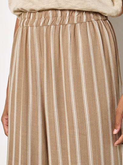 Linen Blend Wide-Leg Stripe Trousers
