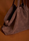 Soft Suede Large Tote Bag, Brown, large