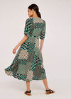 Geometric Patchwork Cocoon Dress, Green, large