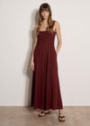 Wide-Leg Jersey Jumpsuit, Burgundy, large