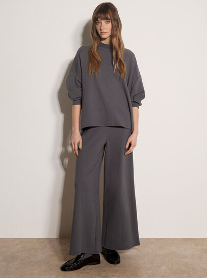 Waffle Jersey Knit Wide-Leg Joggers