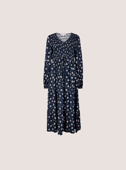 Smocked Floral Midi Dress