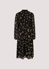 Floral Bouquet Smocked Midi Dress, Black, large