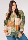 Curve Ditsy Patchwork Shirt, Green, large