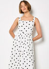 Polka Dot Smocked Midi Dress, White, large