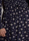 Smocked Floral Midi Dress, Navy, large