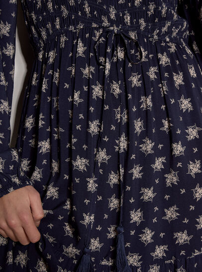 Smocked Floral Midi Dress