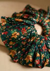 Flower Print Hair Scrunchie, Green, large