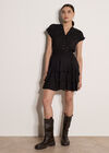 Geo Print Ruffle Mini Dress, Black, large
