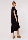 Boxy Tiered Midi Dress, Black, large