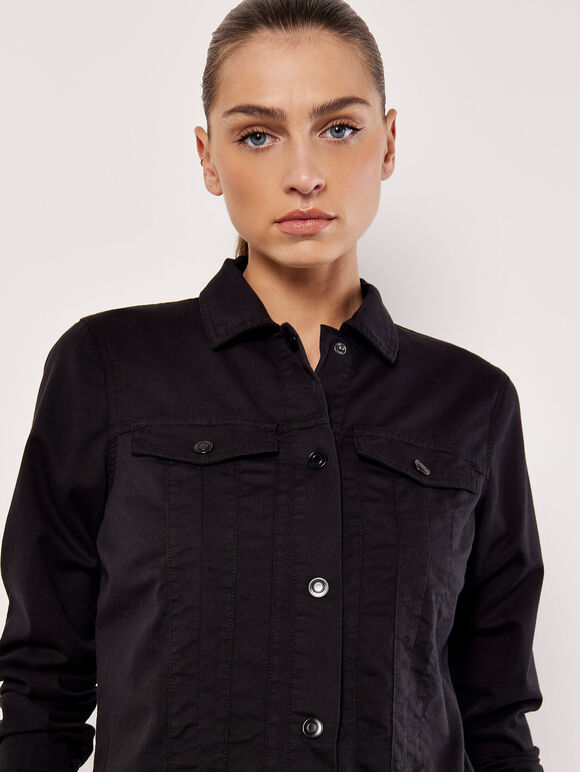 Lightweight Denim Jacket, Black, large