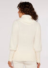 Fluffy Roll Neck Jumper, White, large