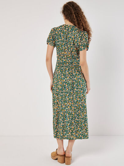 Ditsy Floral Decorative Button Midi Dress