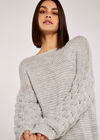 Chunky Weave Knit Sleeve Jumper, Grey, large