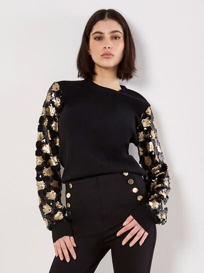 Sequin Arm Embellished Jumper