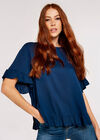 Square Button Back Top, Navy, large
