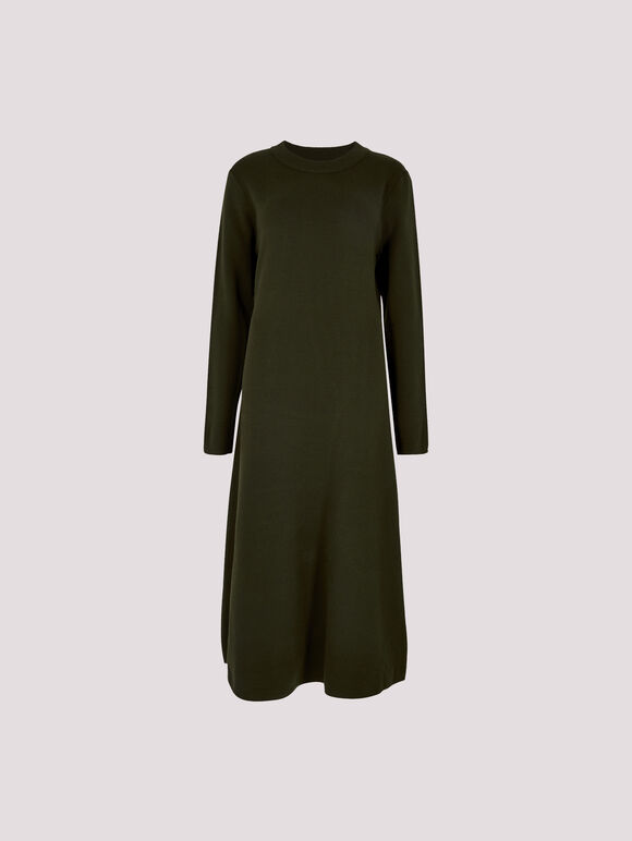 Knitted Midaxi Dress, Khaki, large