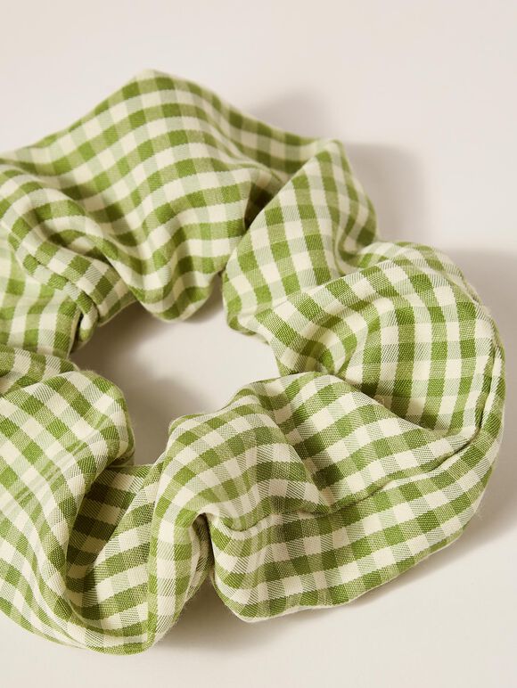 Check Print Scrunchie, Green, large