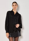 Jacquard Chevron Shimmer Shirt, Black, large