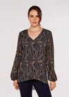 Verziertes Paisley-Top, Marineblau, groß