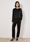 Pleat Tailored Tapered Trousers, Black, large