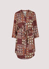 Patchwork Shirt Mini Dress, Burgundy, large