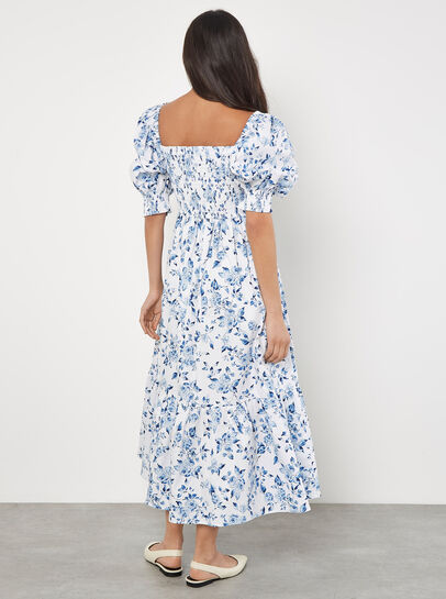 Rose Cotton Milkmaid Midaxi Dress