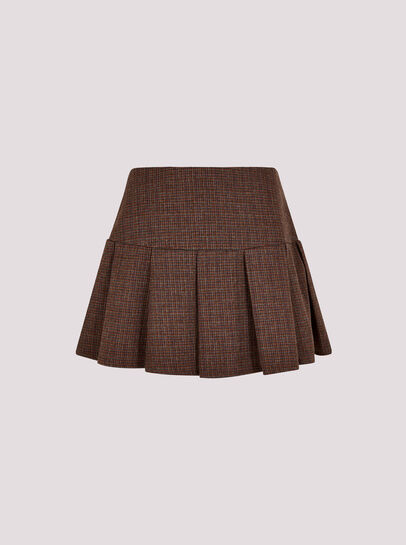 Check Pleated Mini Skirt