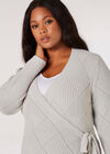 Curve Pointelle Wrap Jumper , Gris clair / Argent, grand