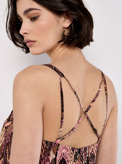Ikat A-Line Slip Midi Dress
