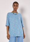 Multi-Coloured Waffle Knit Longline Top, Blue, large