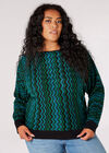 Pull en tricot Curve Chevron, bleu sarcelle, grand