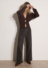 Ribbed Knit Hammered Button Cardigan, Brown, large