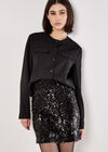 Multi Sequin Bodycon Mini Skirt, Black, large