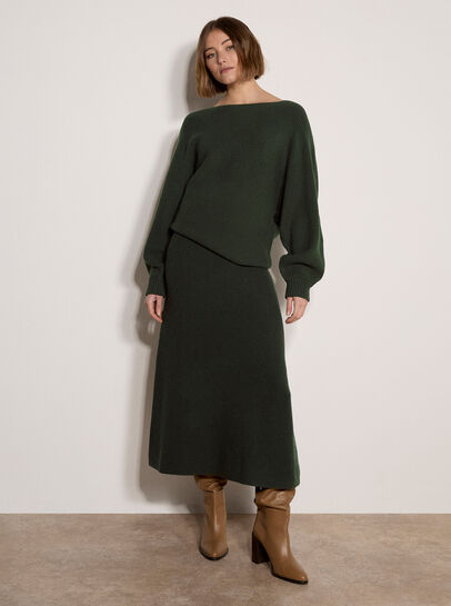 Ribbed Knit Batwing Jumper