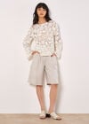 Floral Crochet Bell Sleeve Top, White, large