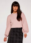 Pullover mit Rundhalsausschnitt und voluminösen Ärmeln, Rosa, Größe L