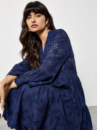 Broderie Anglaise Tiered Mini Dress