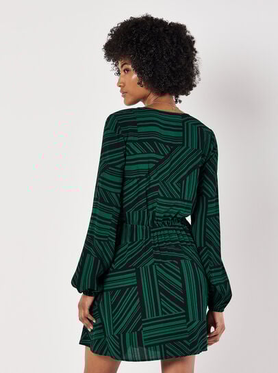 Mixed Stripes Mini Wrap Dress